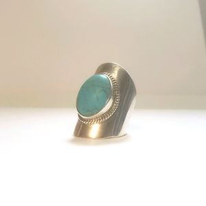 Lg SS 925 Turquoise Ring